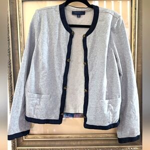 Tommy Hilfiger Women's Blazer Jacket XL grey and navy with brass buttons